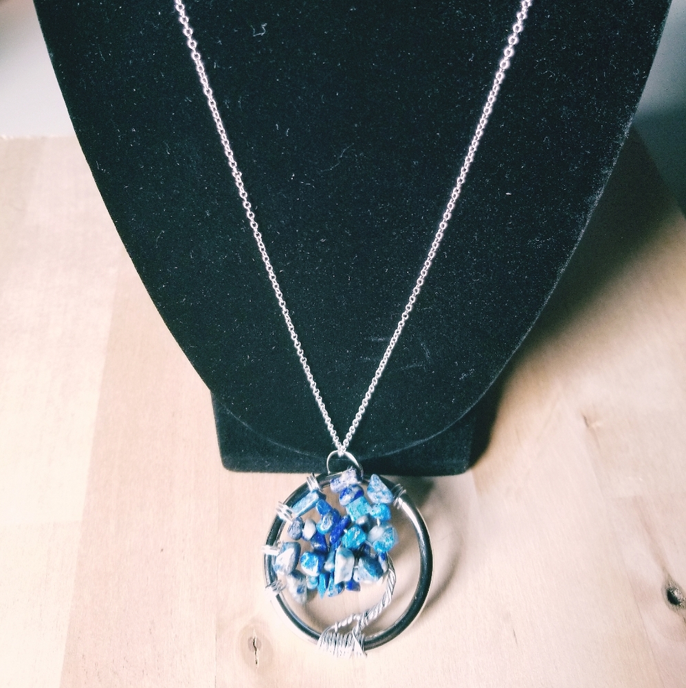 Lapis lazuli Tree of life necklace handmade